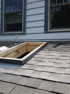 Skylight frame in roof